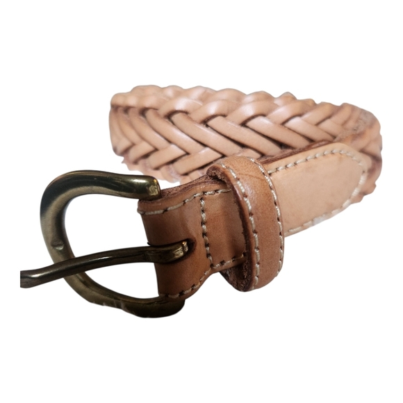 Tan Leather Belt with Brass Buckle - Picture 7 of 8